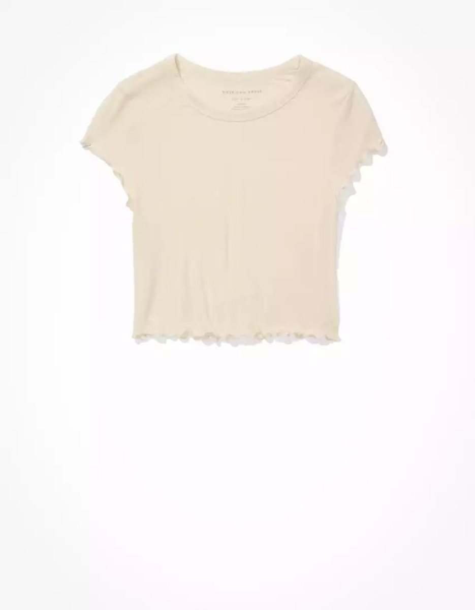 T Shirts American Eagle AE Cropped Soft & Sexy Tee Blanche Femme | RDK-16116509